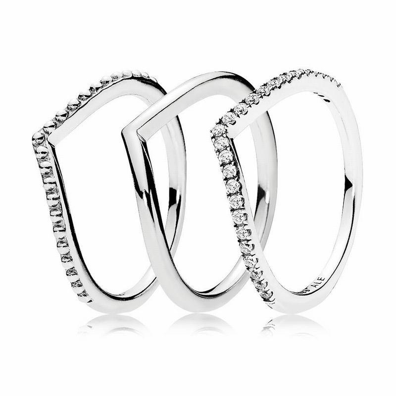 Pandora Wishbone Stackable Ring Stack Ireland - Sterling Silver - 402837EFZ